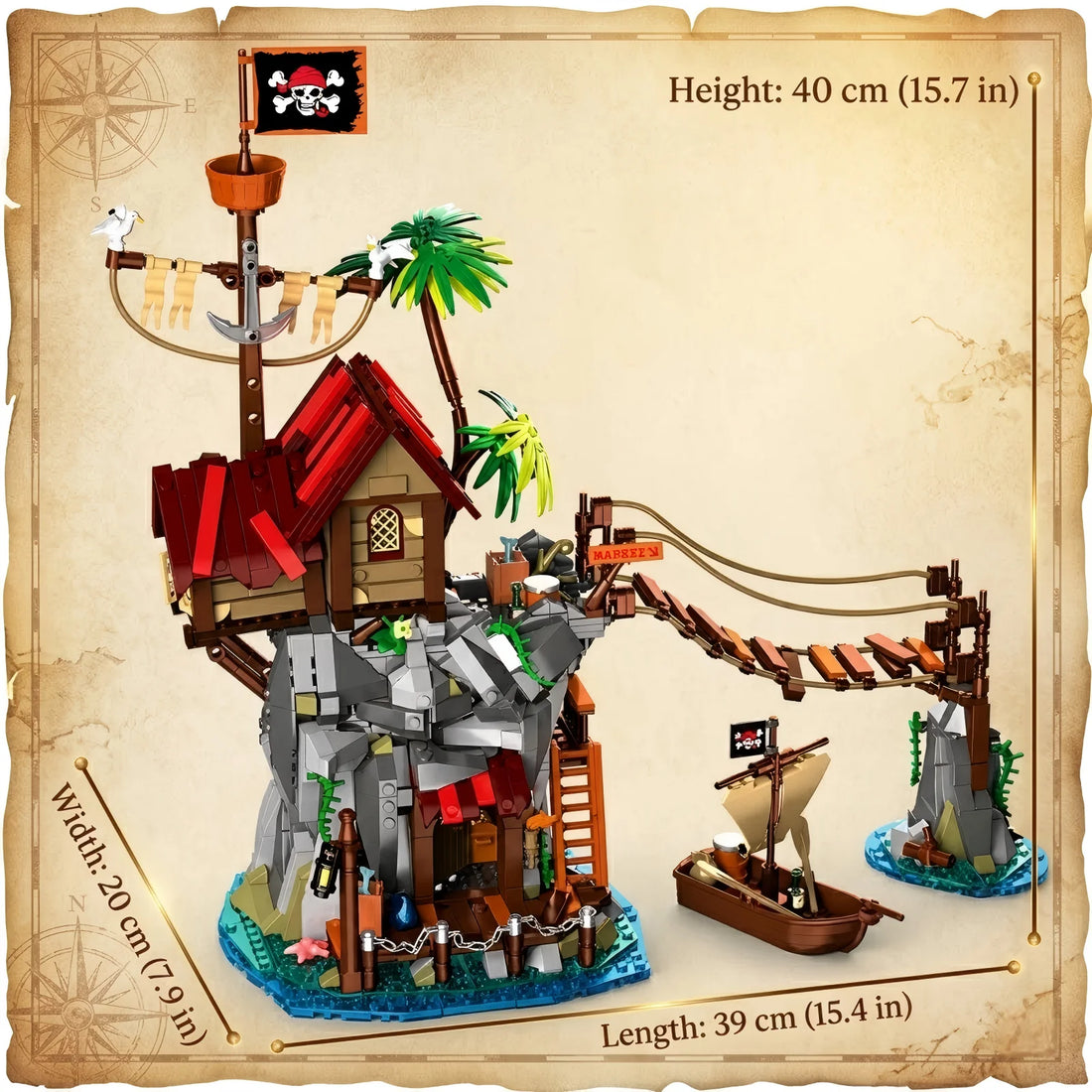 Pirate Cliffside Hideout Collectible Building Blocks Set STEM