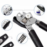 Multifunctional Stainless Steel Can Opener, Side Cut Professional Tin & Bottle Opener, Ergonomic Grip Kitchen Gadget