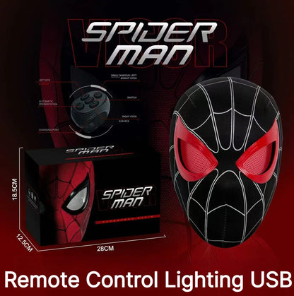 Miles Spider-Man 1:1 Scale Electronic Mask With Moving Glowing Eyes Ring Control Cosplay Toy