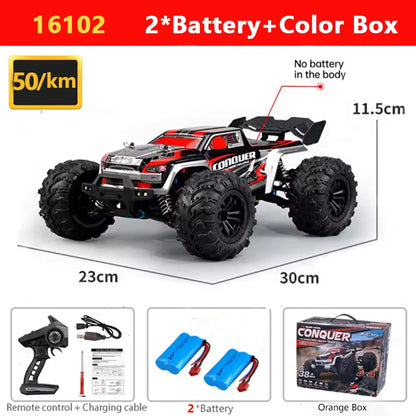 SCY 1:16 4WD RC Car 70KM/H Or 50KM/H With LED Light 2.4G Remote Control Cars High Speed Drift Monster 4x4 Truck for Children Gif