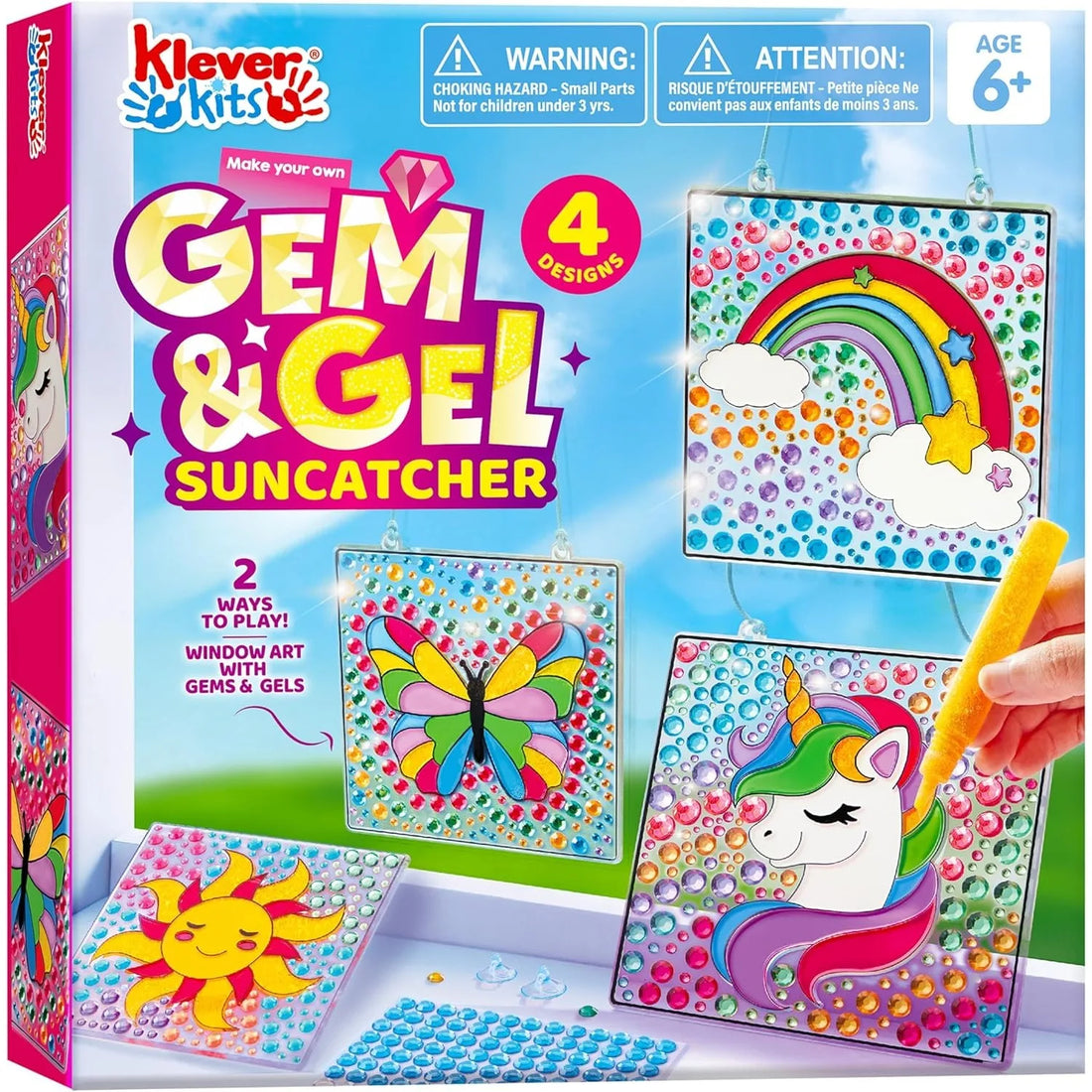 JOYFY 4PCS Window Art 2-in-1 Gems and Gels Suncatcher Diamond and Gels Arts & Crafts Toys
