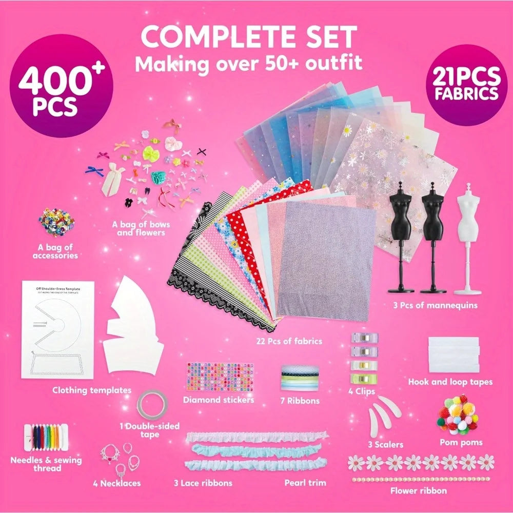 JOYFY 400+PCS Fashion Design Crafts for Kids Art and Crafts DIY Sewing Kits Girls