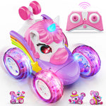 2.4G Lighting unicorn Remote Control Stunt Dump Truck Drift Dancing Toy Car, Children's New Year Bi