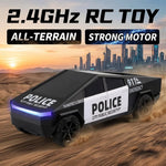 2.4G Remote Control Cyber Pickup Truck, RC Police Car with LED Lights, Rechargeable Off Road Racing Vehicle Toy for Boys Gifts