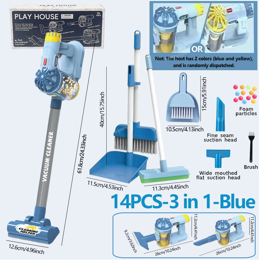 Kids Vacuum Cleaner Toy Electric Realistic Pretend Play Housekeeping Cleaning Set for Toddlers