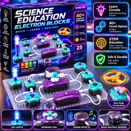 40+ Snap Circuit Experiment Kit, 25PCS Electronic Blocks STEM Educational Toy for Kids