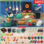 Kids Kitchen Toys Set 92/86/69/59PCS Play Kitchen Accessories Kit with Play Pots Pretend Food