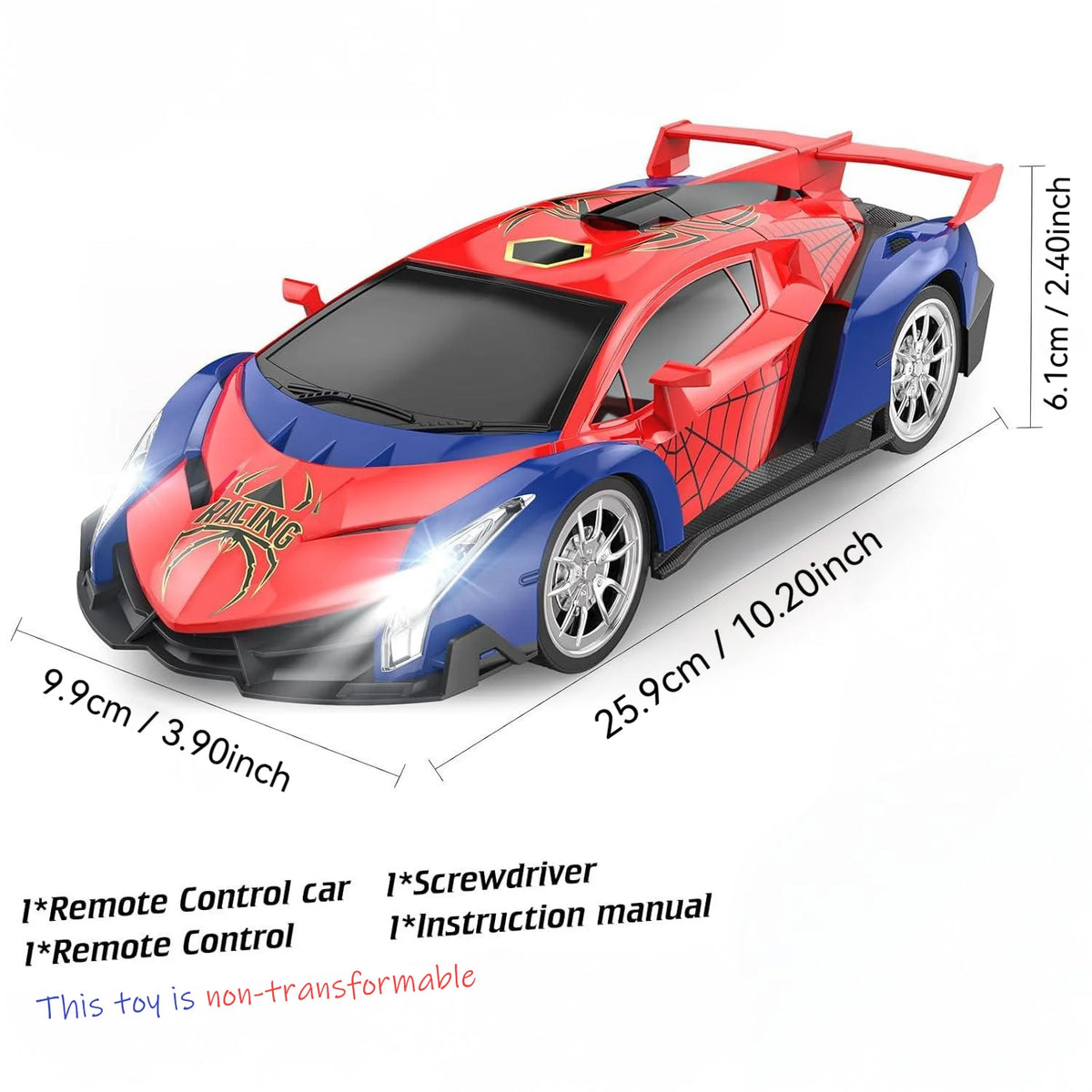 RC Supercar 2.4GHz Remote Control, Spider-themed Racing Toy, Rechargeable Battery, Best Gift for Boys