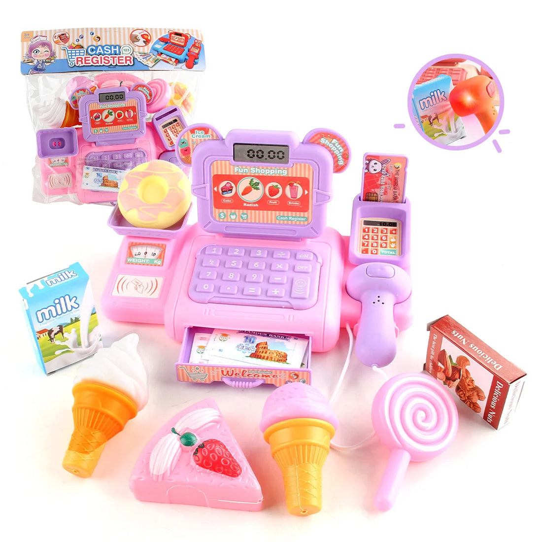 Cash House Toys Electronic Game Lighting And Sound Effects Supermarket Cashier Toys