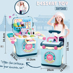 Ice Cream Shop Pretend Play Set Suitcase Cart Toys for Kids