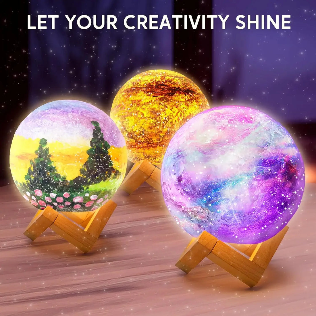 JOYFY DIY 3D Moon Night Light For Kid Paint Your Own Moon Lamp Kit