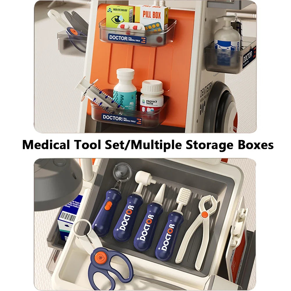 Hospital Play Medical Equipment Table Fillings Injection Stethoscope Medical Trolley
