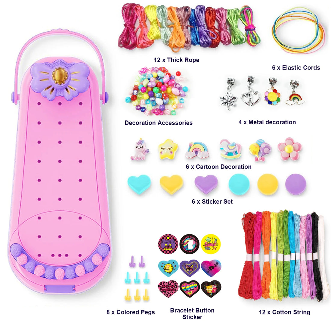 DIY Bracelet Making Kit for Girls - Children's Art And Craft Jewelry Rope Weaving Set Toy