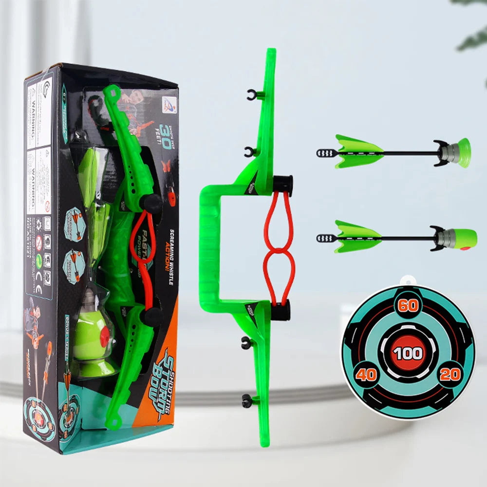 Outdoor Shooting Game Whistle Bow Arrow Set Portable Outdoor Sports Entertainment Toy