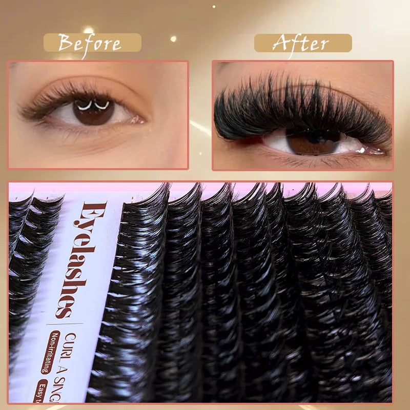 DIY Lash Extension Kit 8-16mm Mixed Lengths Fluffy Cluster Lashes Set