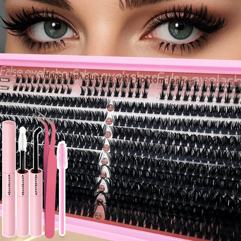 DIY Lash Extension Kit 8-16mm Mixed Lengths Fluffy Cluster Lashes Set