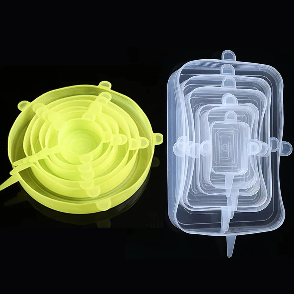 6 Pcs Silicone Cover Stretch Lids for Kitchen Microwave Food Covers Bowl Caps Elastic Silicone
