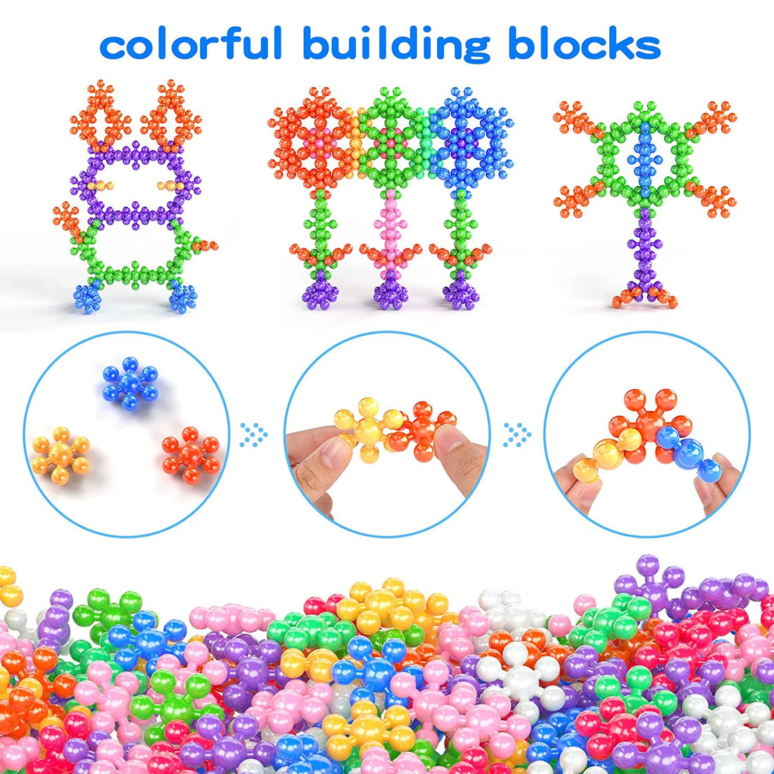 150PCS Plum Blossom Building Blocks 3D Bricks STEM Educational Building Toys Interlocking Solid Plastic Discs Sets Gifts for Kid