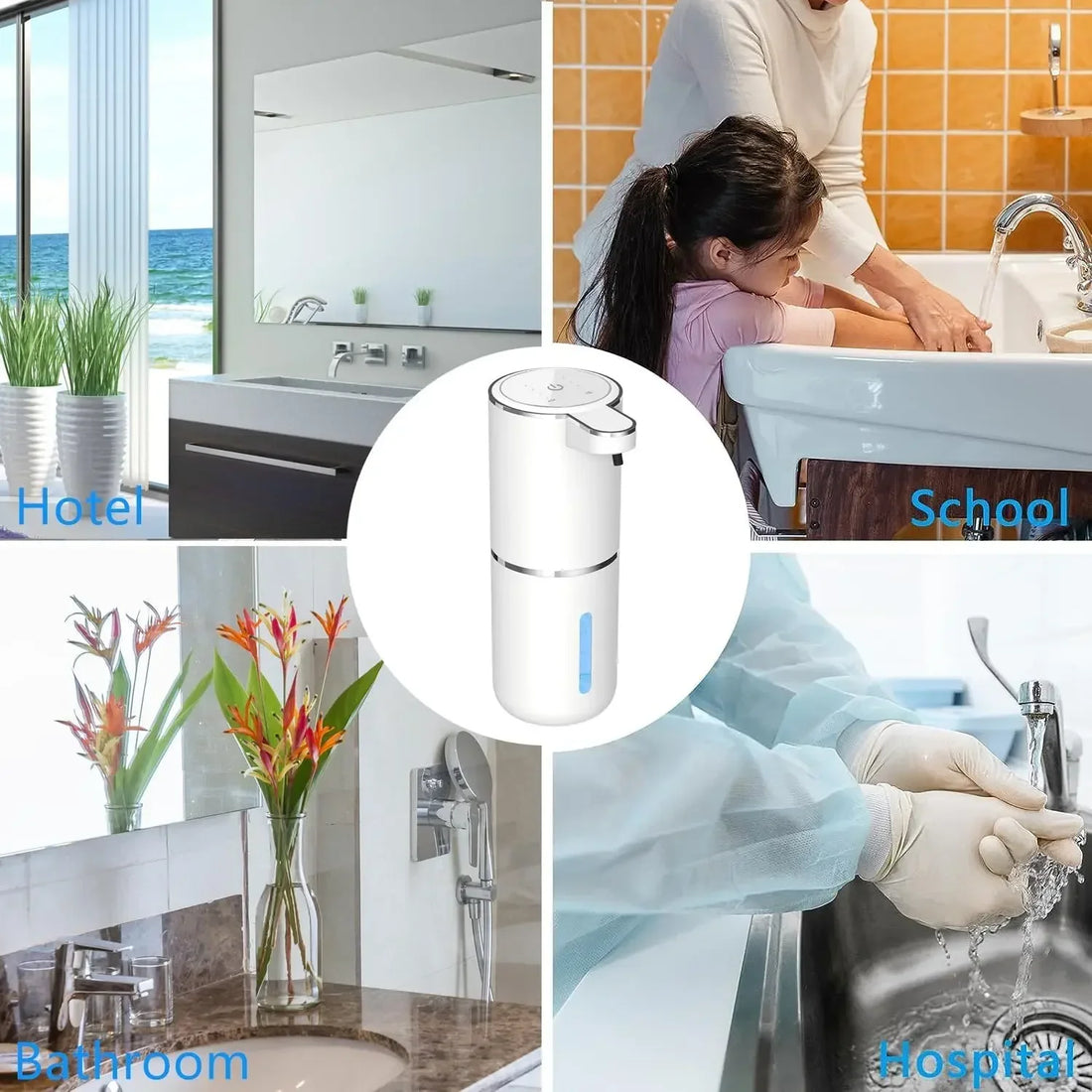 Automatic Foaming Soap Dispenser Touchless, 450ml USB Rechargeable Wall Mount Sensor