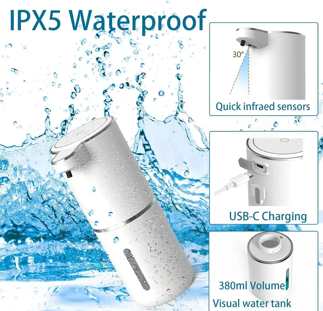 Automatic Foaming Soap Dispenser Touchless, 450ml USB Rechargeable Wall Mount Sensor