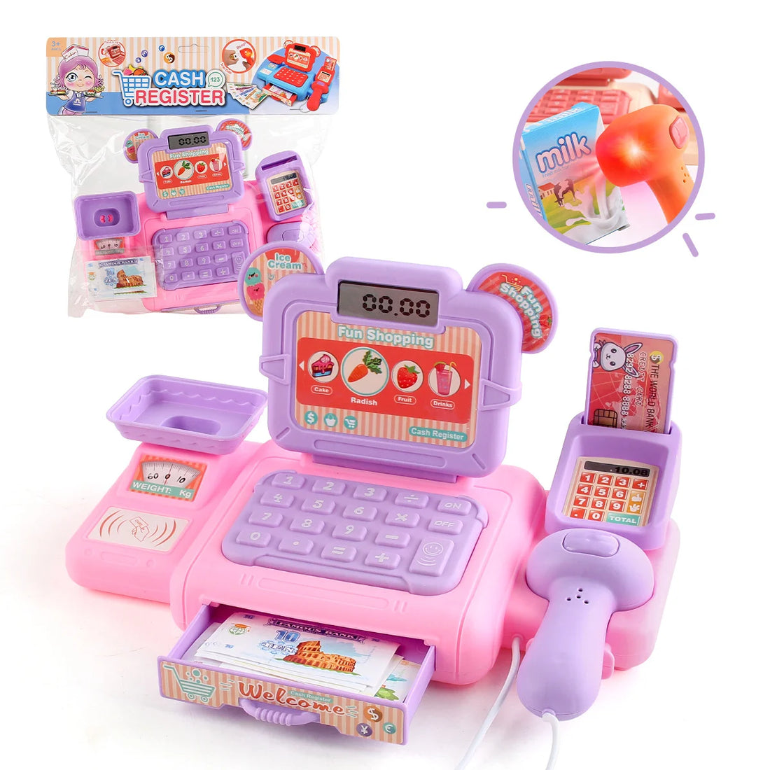 Cash House Toys Electronic Game Lighting And Sound Effects Supermarket Cashier Toys