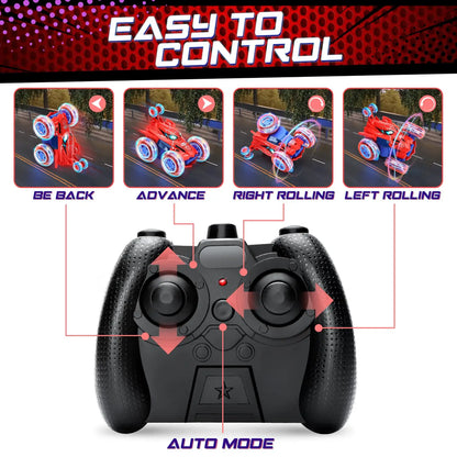 Red RC Car Spider Theme - Tumbling Action, 2.4GHz, Fun Toy