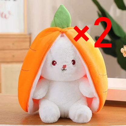 25cm Cute Strawberry Carrot Rabbit Plush Toy Stuffed Creative Into Fruit Transform Baby Cuddly Bunny Doll