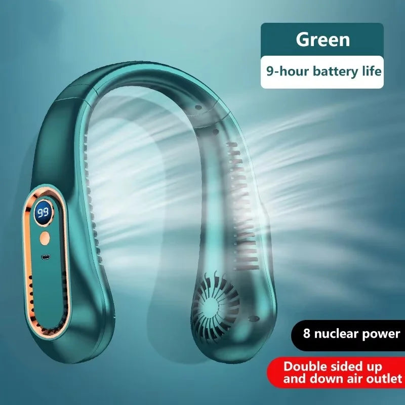 Electric Hanging Neck Fan Portable Bladeless Mini Rechargeable  Air Cooler