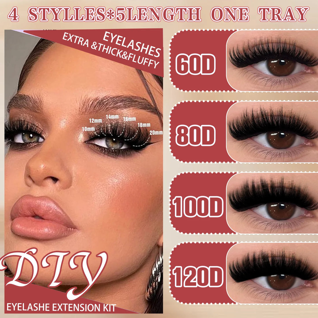 DIY Lash Extension Kit 8-16mm Mixed Lengths Fluffy Cluster Lashes Set