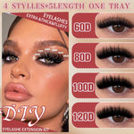 DIY Lash Extension Kit 8-16mm Mixed Lengths Fluffy Cluster Lashes Set