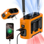 Portable Waist Fan Dual Airflow Outlet Turbo Motors with Four Clips Emergency Flashlight Power Bank for Outdoor