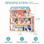 ROBUD Wooden Dollhouse 3 Story 6 Room with 31PCS Furniture Set, Kids Pretend Play