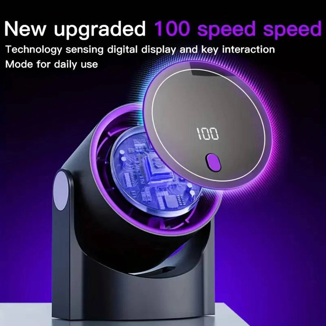 Small Desk Fan 100 Speeds Digital Display Cooling Fan with Rechargeable Battery