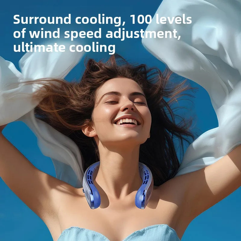 Electric Hanging Neck Fan Portable Bladeless Mini Rechargeable  Air Cooler