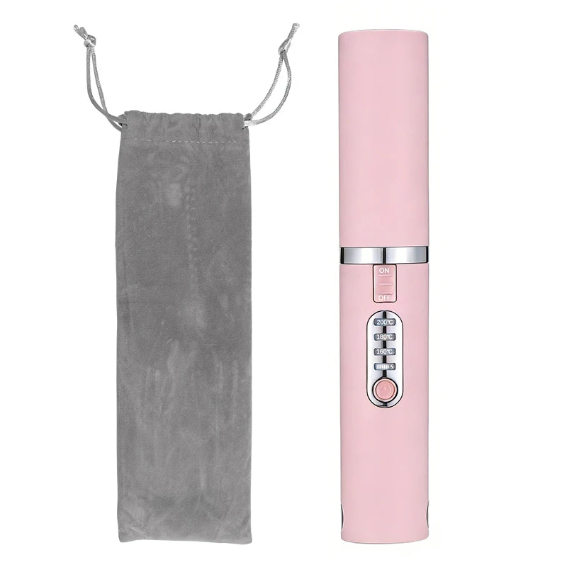2-IN-1 Electric USB Hair Straightener Curler Fashion Colored Diamond  Design Wireless Travel Size