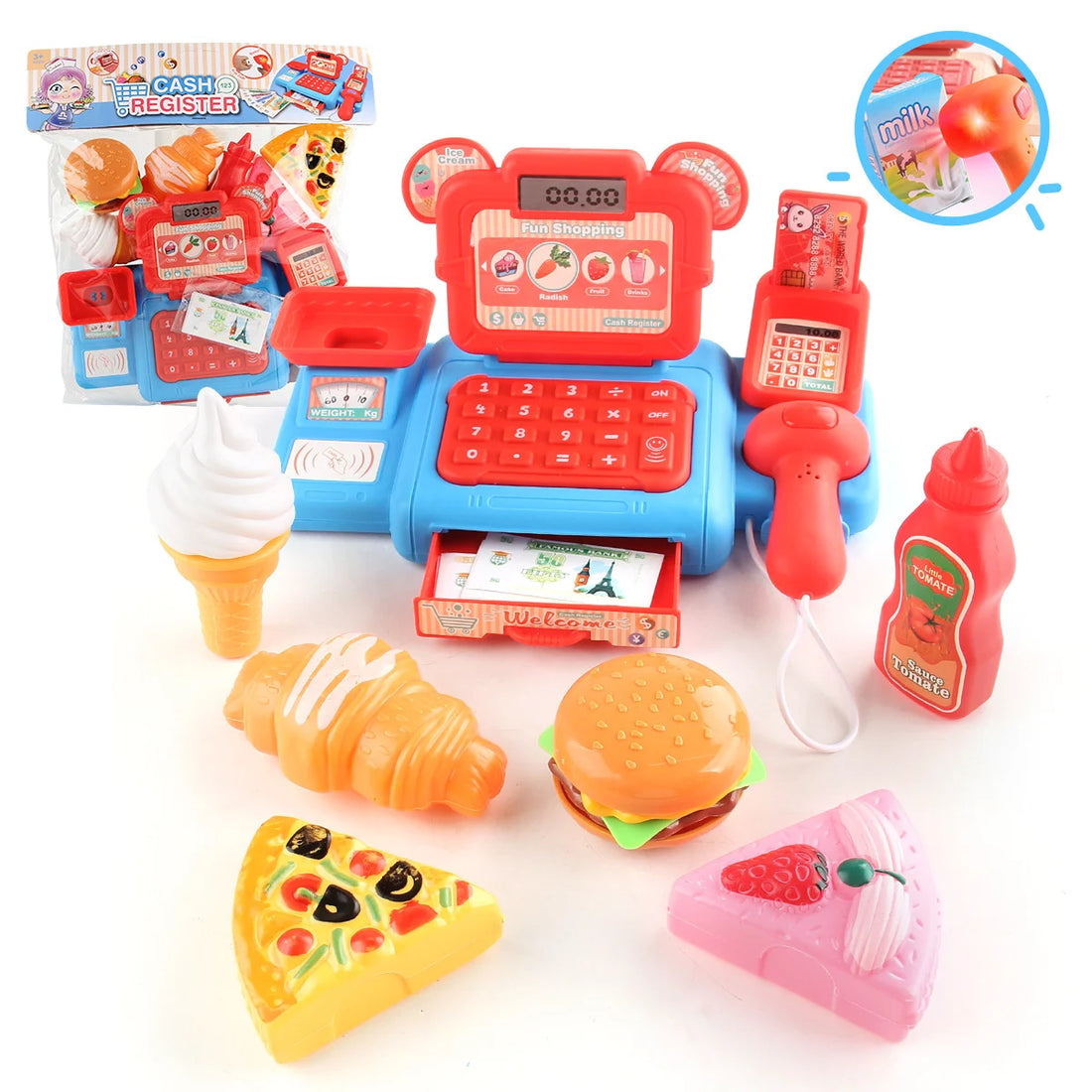 Cash House Toys Electronic Game Lighting And Sound Effects Supermarket Cashier Toys