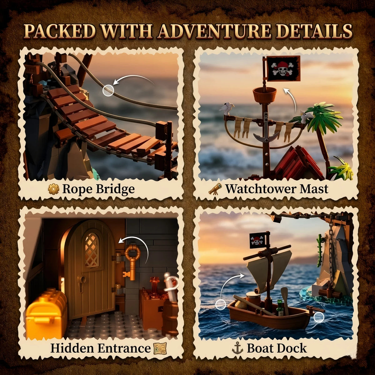 Pirate Cliffside Hideout Collectible Building Blocks Set STEM