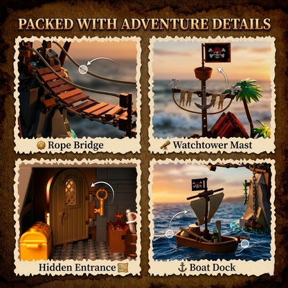 Pirate Cliffside Hideout Collectible Building Blocks Set STEM