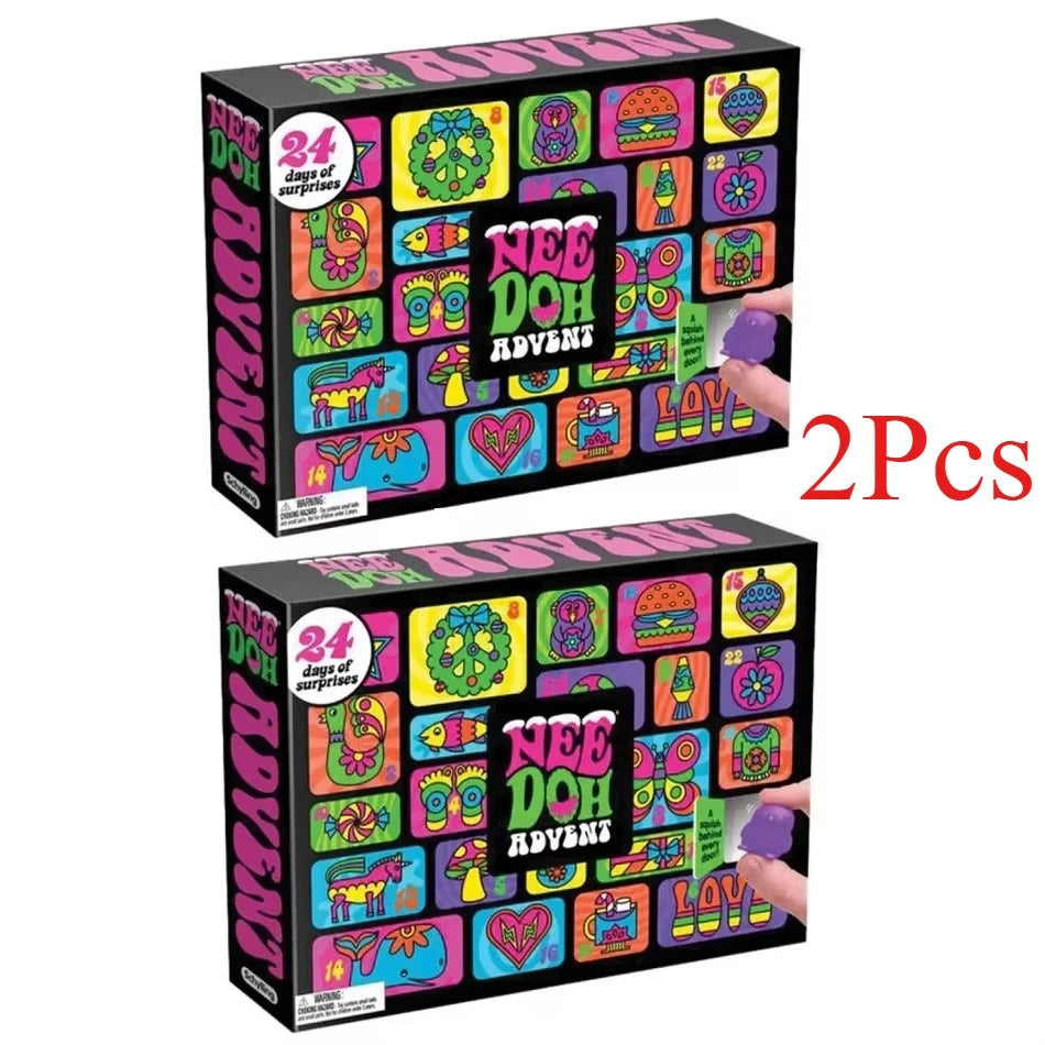NeeDoh Advent Calendar 3D PVC Squishy Christmas Countdown Calendar Surprise Box Stress Relief Toy