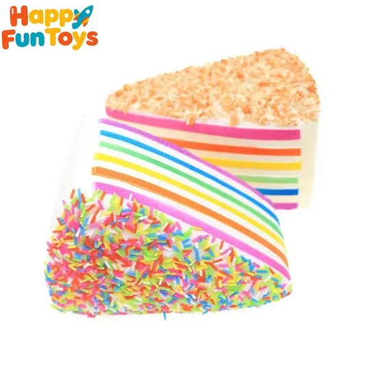 Rainbow Layer Cake Squishy Toy Colorful Slow Rising Stress Relief Fidget Toy Simulation Food Triangle Cake Squeeze Toy