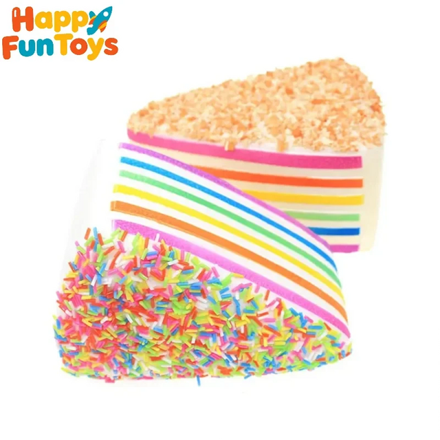 Rainbow Layer Cake Squishy Toy Colorful Slow Rising Stress Relief Fidget Toy Simulation Food Triangle Cake Squeeze Toy