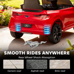 12V Kids Ride On Car, Licensed Ford Mustang Mach-E Electric Car with Remote Control, LED Light, Music, Red