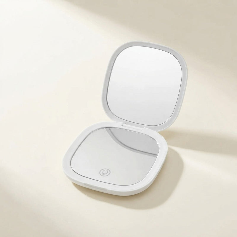 Mini Compact Foldable Pocket Hand Led Makeup Mirror With Led Light 5x/10x Magnification Rechargeable And Small